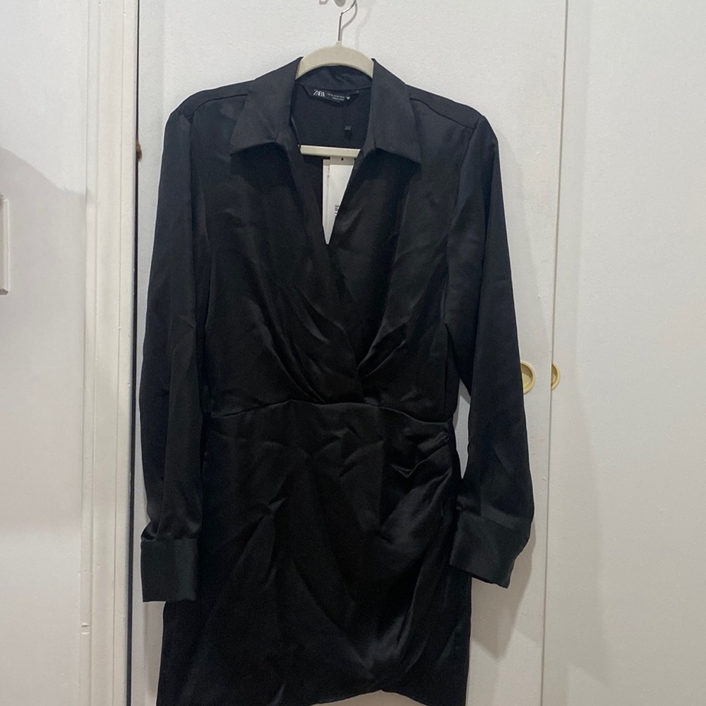 Black Zara Wrap Mini Dress, Size M